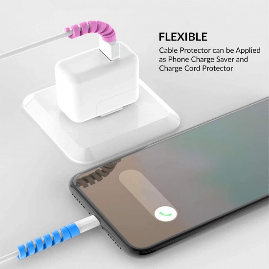 Multicolored Protection Spiral Cable & Wire Protectors Spring Wire for All Wired Accessories for USB Charger, Data Cable, Earphone, Elastic Cord Saver