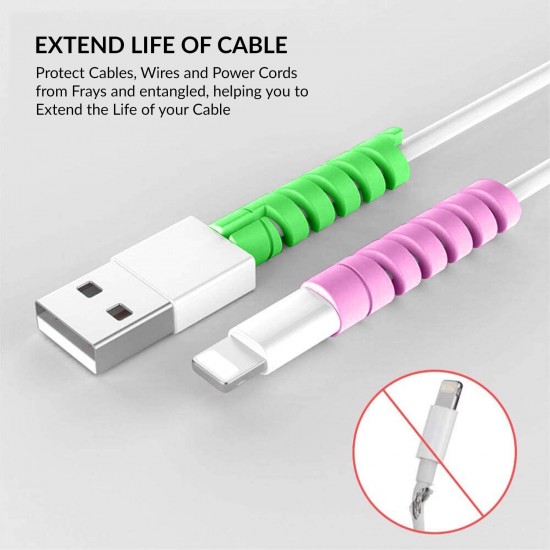 Multicolored Protection Spiral Cable & Wire Protectors Spring Wire for All Wired Accessories for USB Charger, Data Cable, Earphone, Elastic Cord Saver