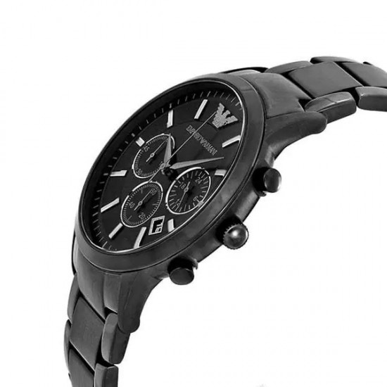 Emporio Armani Men's Renato Chronograph Watch Black Steel