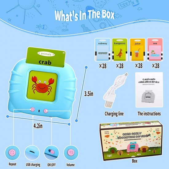 Talking Flash Cards Learning Toys Educational Device for 2, 3, 4, 5, 6 Year Old Kids Toddler 112 Flash Cards, Educational Toys Reading Machine with 224 Words, Preschool Montessori Toys