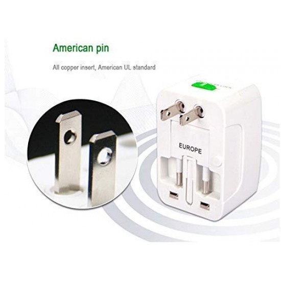 Universal Travel Adapter Worldwide 2 USB Travel Adapter with Built in Dual USB Charger Ports