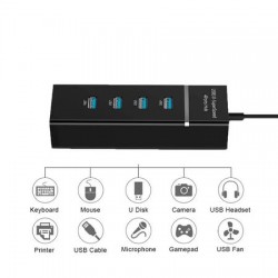 4 Port USB 3.0 Hub with Hi-Speed Data Transfer