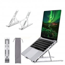 Metal Laptop Stand, Laptop Holder Adjustable Ergonomic Portable Aluminum Laptop Stand for Desk Laptop Raiser 6 Angles Anti-Slip Computer Stand Compatible with 9-17 inch Laptops, Silver