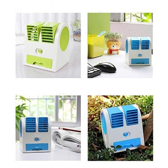 Mini AC USB and Battery Operated Air Conditioner Mini Water Air Cooler Cooling Fan Duel with Ice Chambe Perfect for Temple, Home, Kitchen USE, Study Many MULTICOLOUR