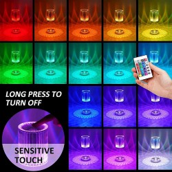 Crystal Table Lamp Touch with Remote Control- Rechargeable Crystal Diamond Table Lamp 16 Color Changing Lamp/Diamond Light/Night Stand Lamp for Bedroom Living Room Party Dinner Decor