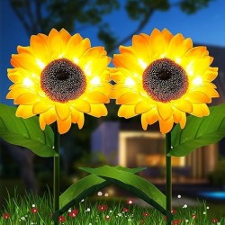 Sunflower Outdoor Solar Lights | LED Light | with Flash Mode | Starburst Swaying Solar Garden Light, Warm Garden Light | Outdoor Decoration | Waterproof | Path Lights for Pots, Balcon, Pathway 