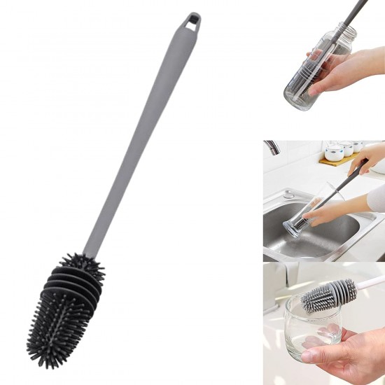 Bottle Cleaning Brush Silicone Long Handle for Baby Bottle, Water Bottle, Containers, Vase and Glass, Bottle Cleaner