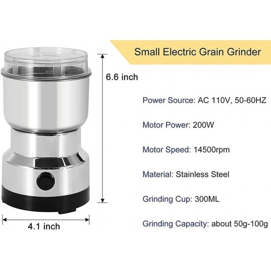 Nima Electric Grinder, Stainless Steel, Coffee Spice Nuts Grains Bean Grinder