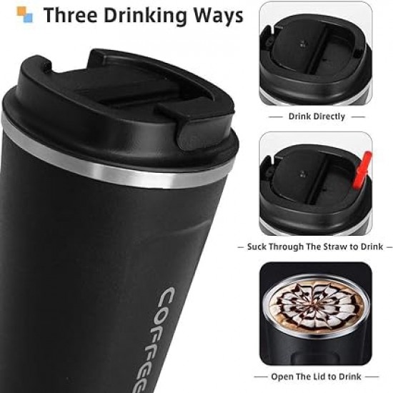 Travel Coffee Mug, Stainless Steel Inside, Smart Tumbler, Portable Mug Cup with Intelligent Temperature Display, Keep Hot or Cold, for Coffee, Tea & Ice Drinks