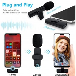 K9 Dual Wireless Microphone, Digital Mini Portable Recording Clip Mic with Receiver for All iOS, Lighting Mobile Phones Camera Laptop for Vlogging YouTube Online Class, Zoom Call
