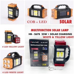 Multifunctional Solar Lamp 25W + Solar Charging, 8 LED White, 8 LED Yellow Light