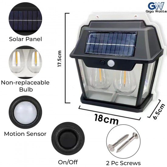 Solar Powered Outdoor Waterproof LED Wall Light with Motion Sensor ABS Plastic (Dual LED Bulb)