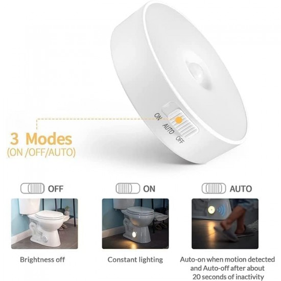 USB Rechargeable Motion Sensor Lamp Human Body Induction Night Light for Car, Indoor, Stairs, Wardrobe, Kitchen, Cupboard with Magnetic Base