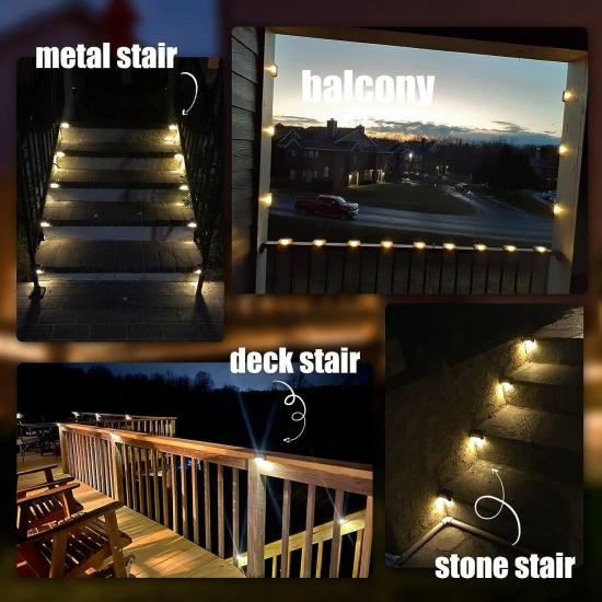Solar Deck Lights Outdoor, Led Solar Step Light ABS Waterproof for Outdoor Deck, Stairs, Fence, Yard, Patio, Path and Driveway (Warm White)