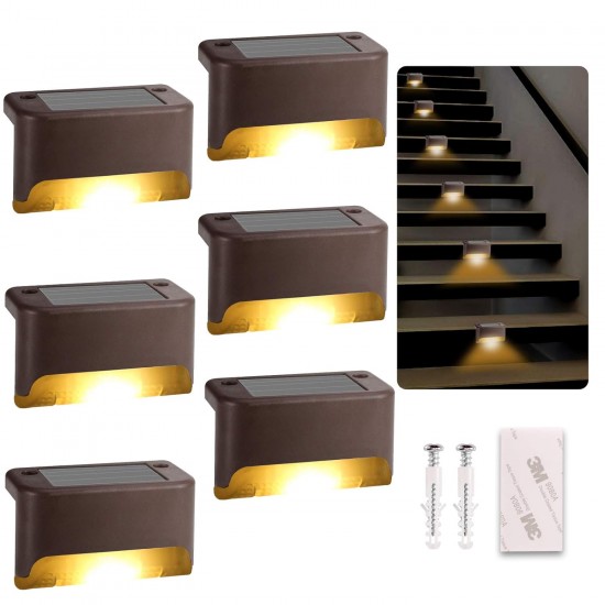 Solar Deck Lights Outdoor, Led Solar Step Light ABS Waterproof for Outdoor Deck, Stairs, Fence, Yard, Patio, Path and Driveway (Warm White)