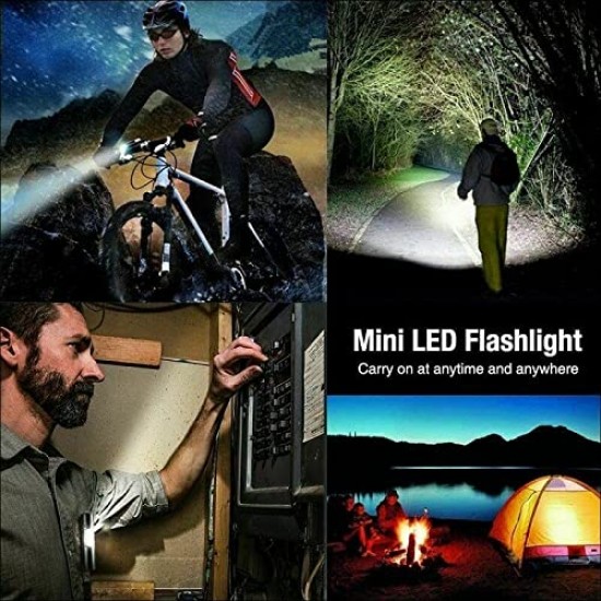 Led Flashlight Rechargeable USB Mini Torch Light, Ultra Brightest Small Flash Light Handheld Pocket Compact Portable Tiny Lamp with COB Side Lantern, High Powered Tactical Travel Flashlights
