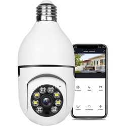 Smart Wi-Fi CCTV Camera Bulb Light | 360° Pan & Tilt | View & Talk | Motion Alert | Night Vision | SD Card (Up to 128 GB) | 2-Way Talk | IR Led | White