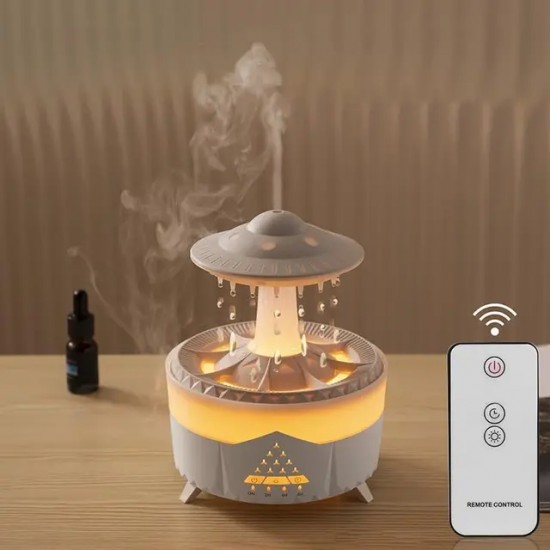 UFO Raindrop Humidifier, Rain Cloud Humidifier with Colorful Lights Remote Control Timing Humidifier Aroma Humidifier