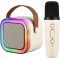 Bluetooth Speaker with Mini Wireless Karaoke Mic, RGB Lights with Changing Modes, 5 Voice Change Effects, Bluetooth V5.1 & Type C Fast Charging Port for Kids, Party Speaker (Random Color)