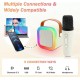 K12 Mini Portable Bluetooth Karaoke Speaker with Dual Wireless Mic for Kids Adults, 5 Different Magic Sound Effect RGB LED Colour Changing Light for Home Party, Birthday Gifts