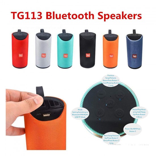 TG113 Portable Bluetooth Speaker with USB/Micro SD Card/AUX/Mic Multimedia Speaker System Super Bass Compatible with Android