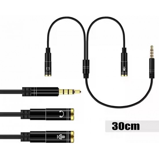 Headphone Splitter, 3.5mm Audio & Mic Stereo Y Splitter Cable Male to Female Dual Headphone Jack Adapter with Mic & Audio for Smartphone, Tablet