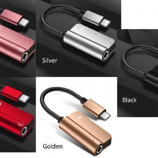 L-Shap Headphone Multi Colour Adapter, Type-C to 3.5mm Jack HiFi Audio & PD Fast Charging Splitter for Samsung Galaxy, Google Pixel, Huawei, One Plus iQOO All Models