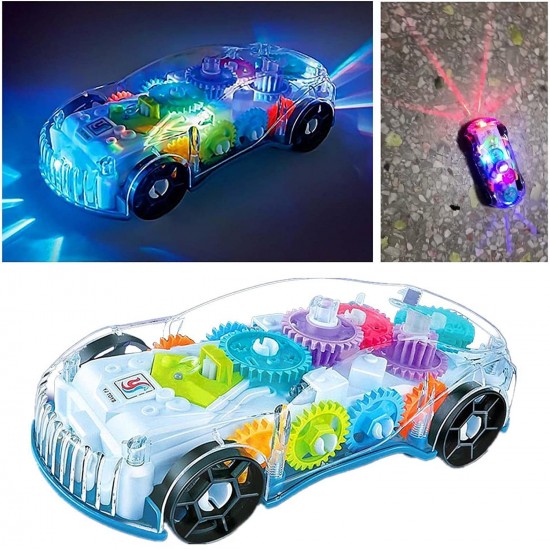 3D Baby Car Toy with 360 Degree Rotation, Gear Simulation Mechanical Car with Sound Music & Light Toys for Kids Boys & Girls