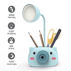 LED Table Lamp - Plastic 3 in 1 USB Chargeable Led Light Table Night Lamp for Kids Bedroom with Pencil Sharpener & Pen Holder Stand for Girls & Boys (Multicolor)