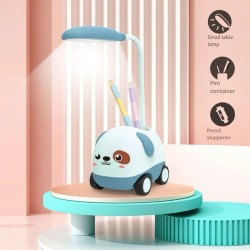 LED Table Lamp - Plastic 3 in 1 USB Chargeable Led Light Table Night Lamp for Kids Bedroom with Pencil Sharpener & Pen Holder Stand for Girls & Boys (Multicolor)