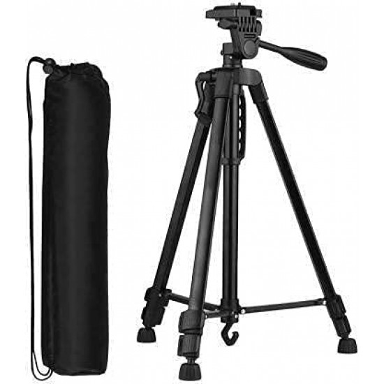 3366 Height Adjustable Aluminum Alloy Tripod Compatible with All Smart Phones, Camera, Go Pro Maximum Operating Height 4.5 ft Maximum Load Capacity up to 5kg