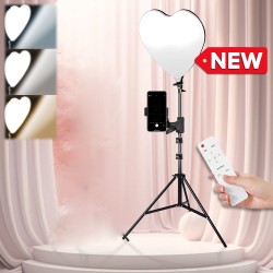 Heart Shape Professional LED Light with 3 Color Modes Dimmable Lighting | for YouTube | Video Shoot | Live Stream | Makeup & Vlogging | Compatible with iPhone/Android (Heart Light [RL-520])