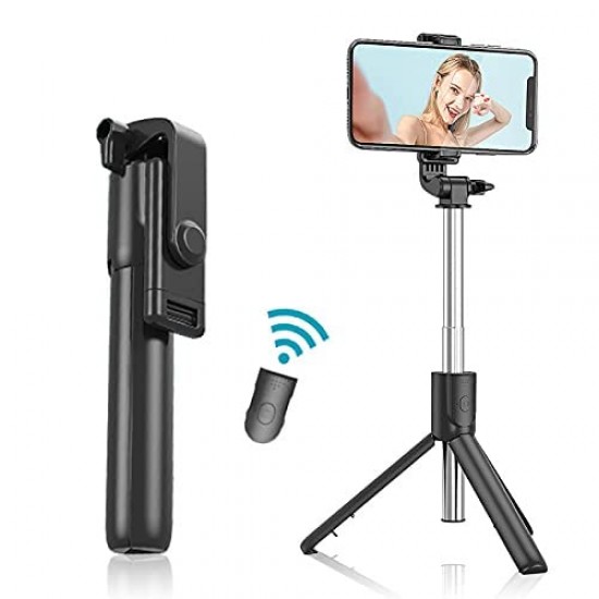 R1 Bluetooth Selfie-Sticks with Remote 3-in-1 Multifunctional Selfie-Stick Tripod Stand Compatible with All Phones