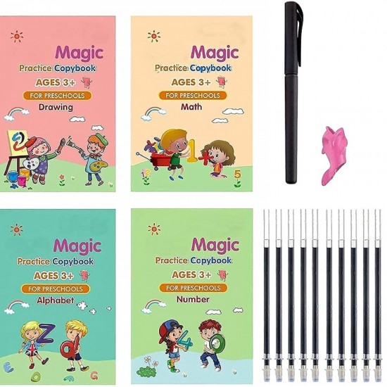 Magic Practice Copybook, Number Tracing Book for Preschoolers with Pen, Magic Calligraphy Copybook Set Practical Reusable Writing Tool Simple Hand Lettering