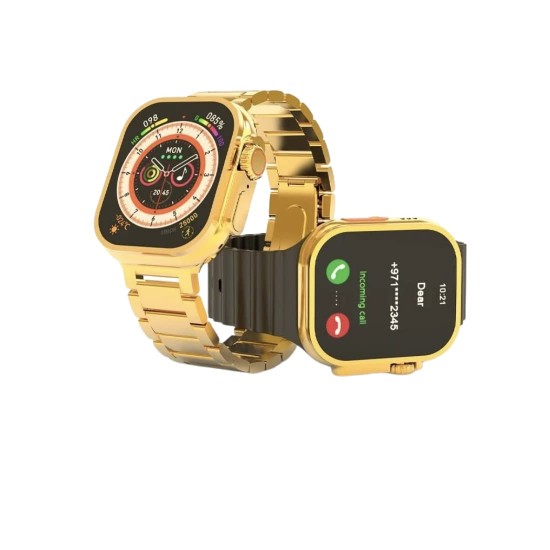 24K Gold Ultra Watch 2.02 INCH Latest 8 Series AMOLED 520 * 580 PIXAL with Sports & Health Tracker, GPS, NFC, WIRLESS CHARGERING, and Apple Logo on/Off (Gold Edition 24K Colour)