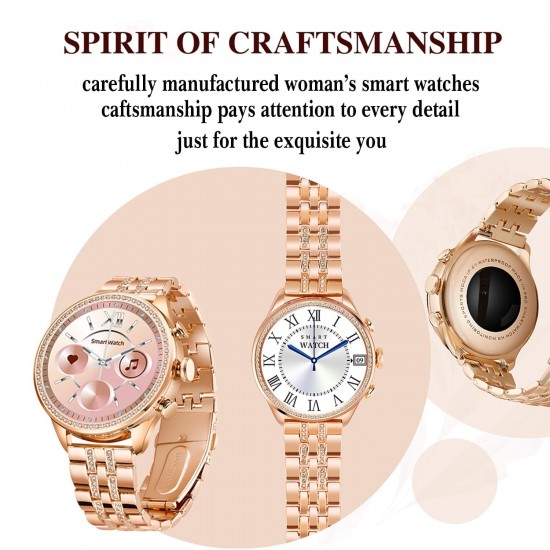 Gen 9 Diamond Strap HD Display 2 Straps BT Calling Smartwatch with Rose Gold & Purple Strap for Womens with ON/Off Logo